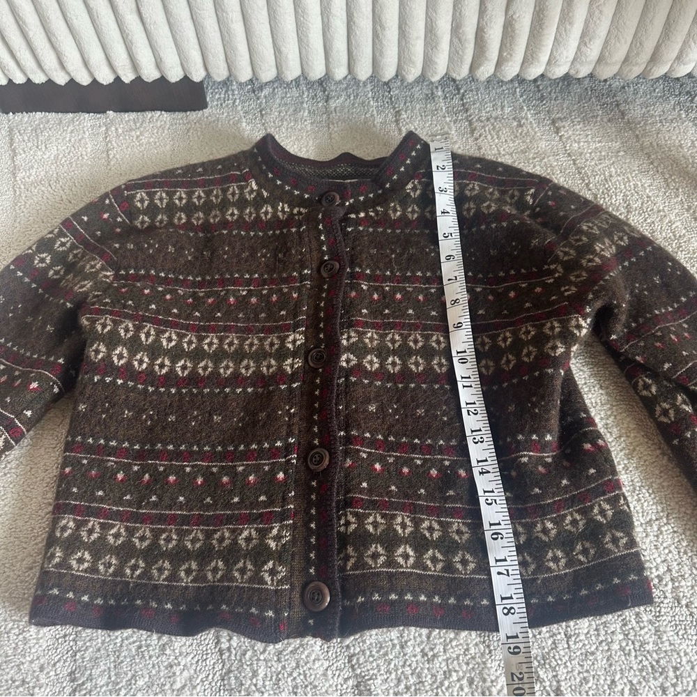 Près De Chamonix Vintage 90s Alpine Pure Merino Wool Patterned Sweater - Picture 2 of 7
